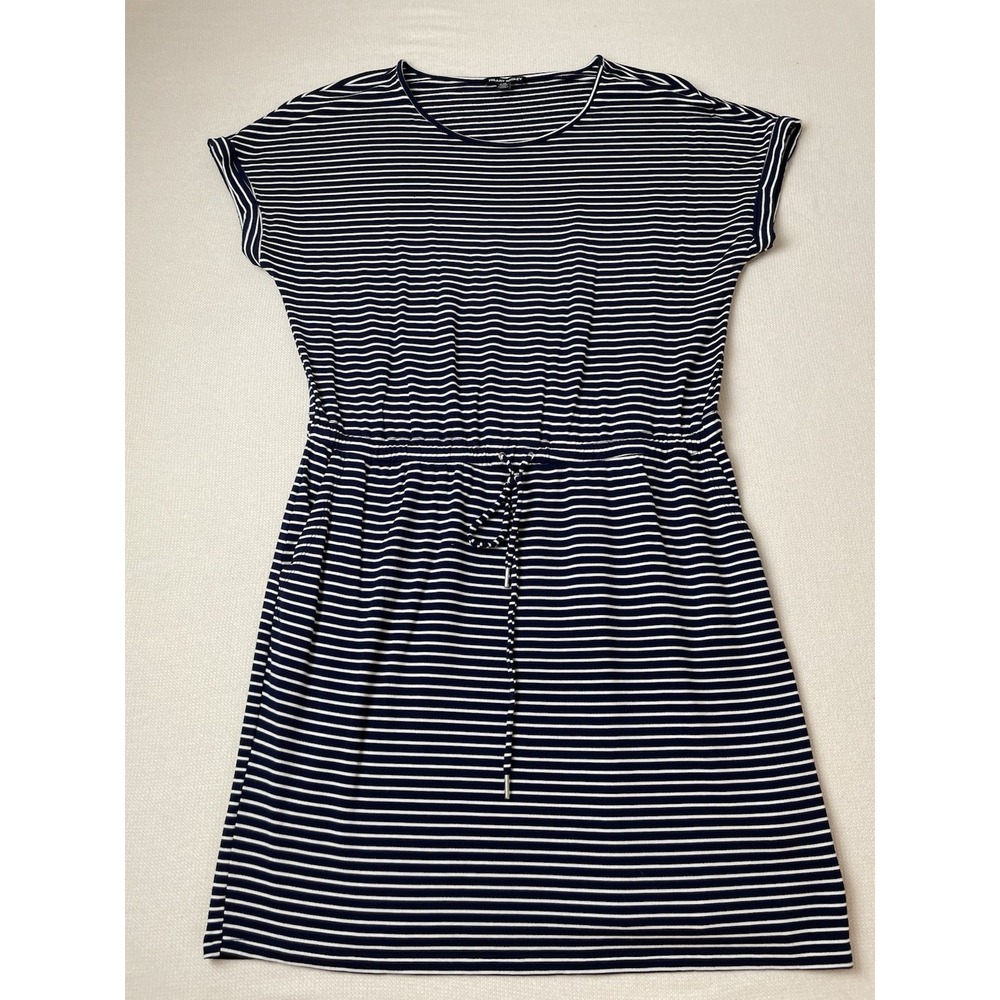 Hilary Radley‎ Women's Knee Length Dress Blue Short Sleeve Striped Size Large
